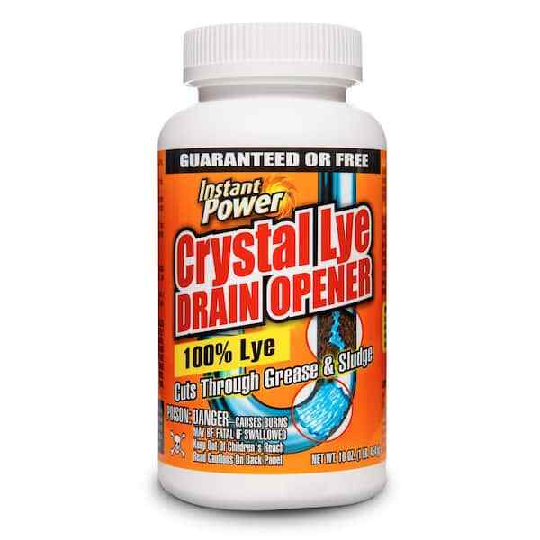 Crystal Lye Drain Cleaner Dissolves hair grease soap scum and more Cut through Crystal Lye Drain Cleaner Dissolves hair grease soap scum and more Cut through