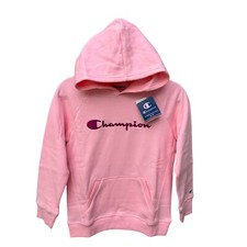 Champion NWT Big Girl's Size L Pink Candy Raglan Hoodie Embroidered Graphic Logo