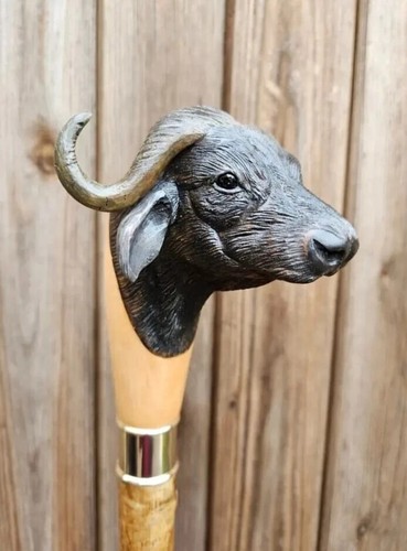 Wooden walking stick hand carved beautiful Cow wooden walking cane - Picture 4 of 4