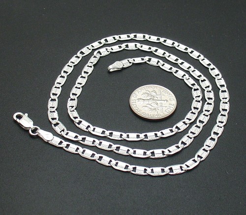 18" Reversible Mariner Valentino Necklace Chain Real Solid 925 Sterling Silver - Picture 2 of 4