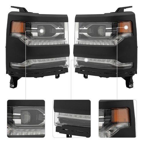 For 2016-2018 Chevrolet Silverado 1500 LED Headlights Headlamps w/DRL Left+Right - Imagen 4 de 15