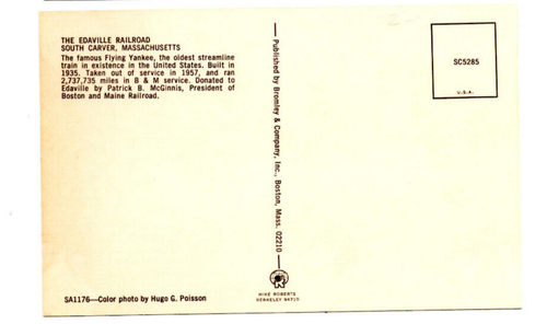 Edaville Railroad, South Carver, Massachusetts - Flying Yankee Postcard - Picture 2 of 2