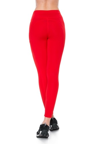 Damen-Leggings sportlich hochtailliert einfarbig Yoga Fitnessstudio dehnbare Hose Taschen PS01 - Bild 30 von 30