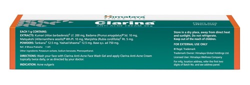 Natural Herbal Him SKIN Pimple Clear CLARINA Cream 30 gm Clear Acne Effectively - Picture 6 of 7