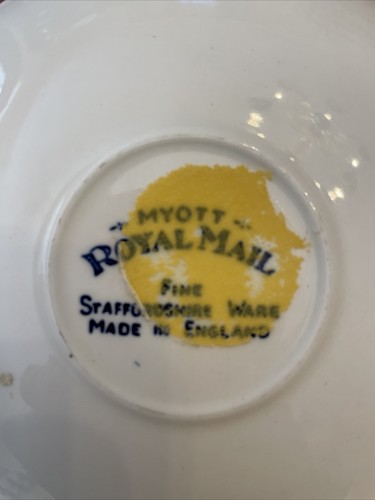 Myott Royal Mail Fine Staffordshire Ware Cobalt Blue Tea Cup Saucer, Vintage 4pc - Picture 6 of 6