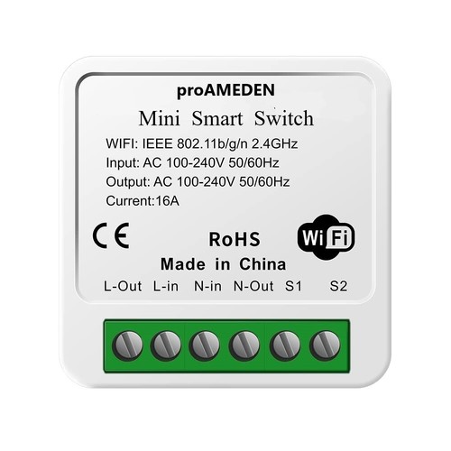 proAMEDEN Mini Interruptor inteligente wifi 16A, funcciona con Tuya/Smart Life - Imagen 5 de 82