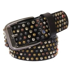 Real Leather Waist Belt Heavy Metal Colorful Rivet Studded Unisex Punk Waistband