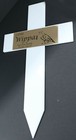 CROSS GRAVE MARKER MEMORIAL WHITE ACRYLIC EXTRA LARGE ENGRAVED PLAQUE FUNERAL