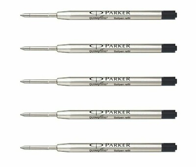 5 X  Parker Quink Flow Ball Point Pen Refill Medium Ballpen Nib Black Ink