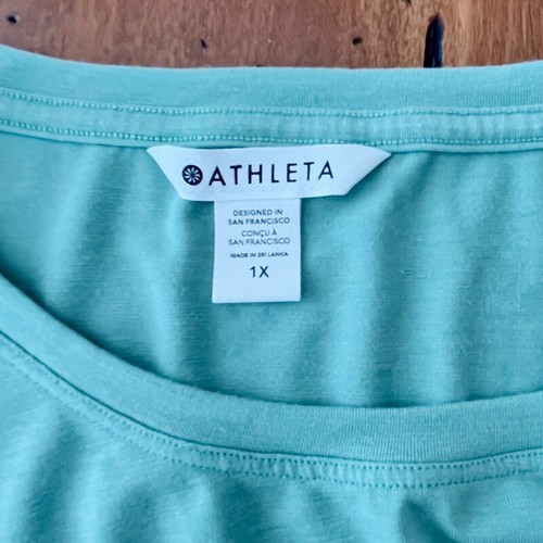 Womens Athleta 1X Green Intention Cold Shoulder Tee T-Shirt Plus - Picture 2 of 5