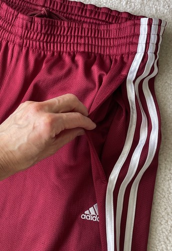 Adidas 3 Rayas L Granate Pantalones de Pista Joggers Pantalones de Sudadera Bolsillos con Cordón para Hombres - Imagen 9 de 13