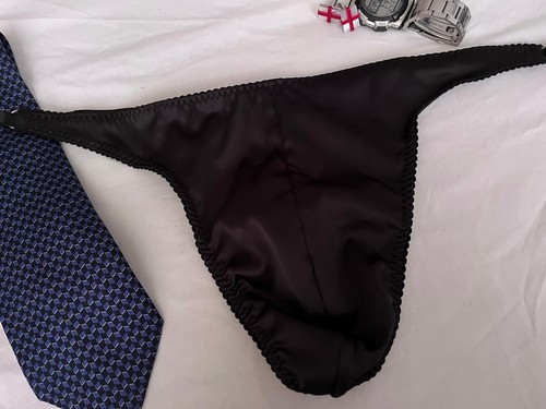 mens satin underwear ~ male satin thong with pouch & adjustable sides 28" - 38" - Picture 12 of 21