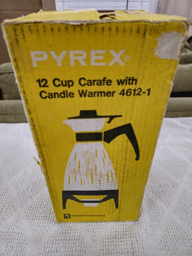 Vintage Pyrex 12 Cup Glass Carafe With Candle Warmer No. 4612-1 + BOX MANUAL! - Picture 18 of 18