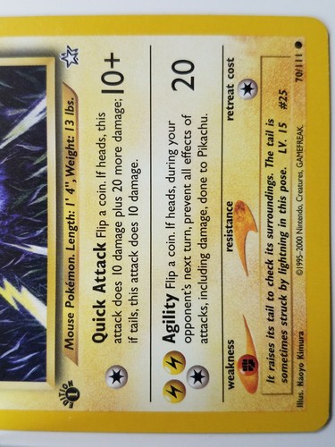 Pikachu 70/111 NM / M - 1ST EDITION Neo Genesis Pokemon Card Naoyo Kimura - Picture 4 of 8