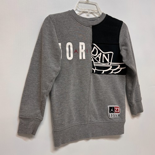 Nike Air Jordan Sweatshirt Boys Medium Gray w/ Graphic Jumpman Crewneck Pullover - Picture 2 of 10