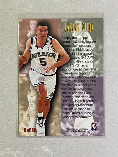 1994-95 Fleer 1st Year Phenoms Jason Kidd Rookie Card (RC) #2 - Picture 2 of 2