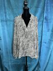 Aakaa Leopard Animal Print Collared Tunic Blouse Size L Beige Black