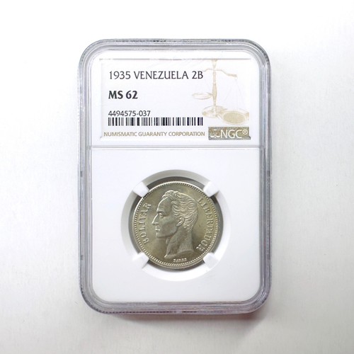 Venezuela 1935 Silver Coin 2 Bolivares MS 62 NGC ๐ป๐ช๐ - Picture 5 of 6