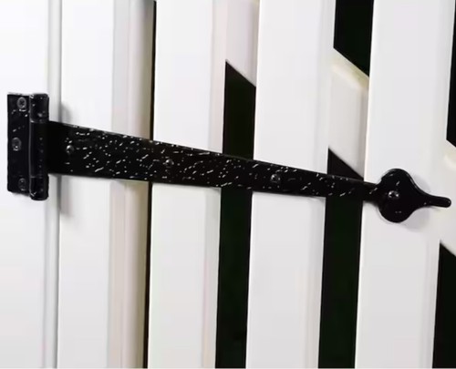 Decorative Black Gate T Hinge 13in Heavy Duty Outdoor - Picture 2 of 3