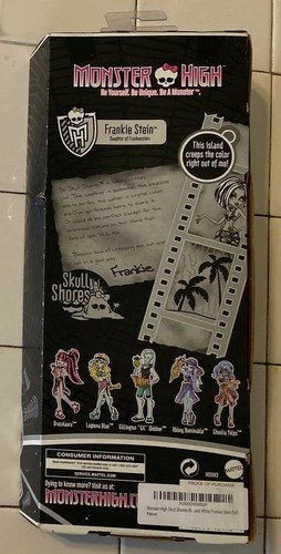 Monster High Skull Shores Frankie Stein Black And White 2011 Mattel - Picture 2 of 11