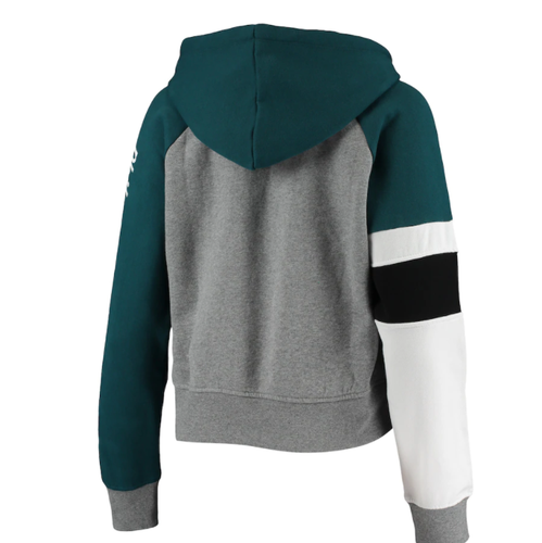 Felpa con cappuccio Philadelphia Eagles New Era donna color block crop raglan - verde/grigio - Foto 3 di 3