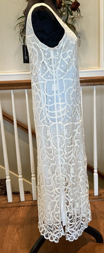 INC International Concepts Dress Womens Medium Maxi Creme Cocktail Party Lace - Picture 3 of 16