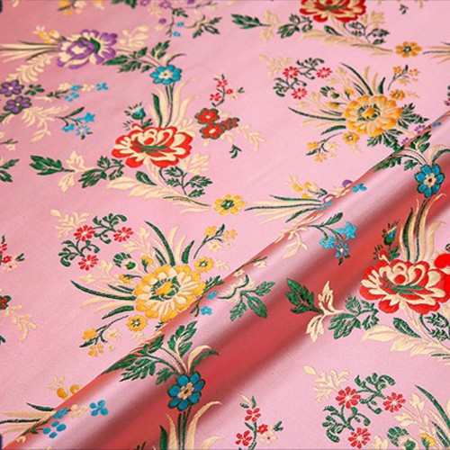 Satin Faux Silk Fabric Chinese Begonia Flower Damask Brocade Bag Costume Retro - Picture 26 of 27