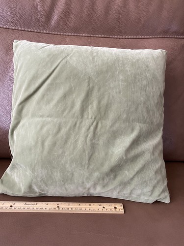 Green/Brown Accent Pillow ~ 17" X 17” ~ Zipper Closure ~ Velvet Texture - Picture 2 of 11