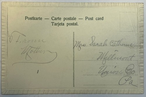 Postal de Navidad vintage borde prensado busto de jardín pájaros hecha en Alemania - Imagen 4 de 4