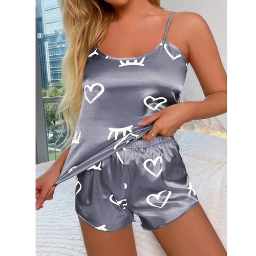 Two Piece Summer Sexy Camisole Printed Pajama Set for Women Fashionable Casual - Picture 3 of 25