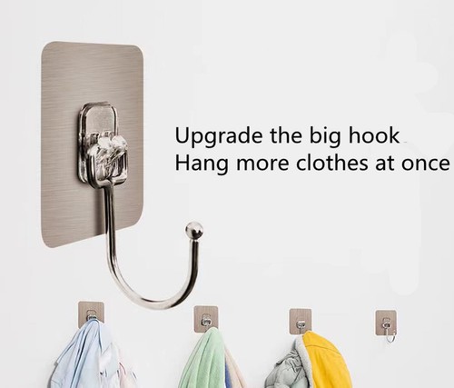Large Adhesive Hooks for Hanging Heavy Duty Wall Hooks 22lbs MAX waterproof GOLD - Picture 6 of 12