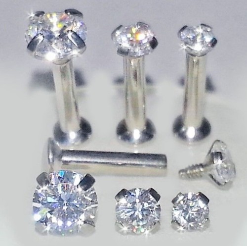 18g oder 16g TITAN EDELSTEINBOLZEN ~ NICKELFREI ~ Tragus Helix Knorpel Ohr Nase Bolzen - Bild 7 von 7