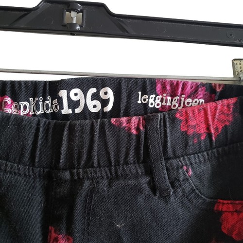 Gap Kids 1969 Legging Jeans Girls Size 18 Regular Dark Floral Black Red Pink - Picture 7 of 9