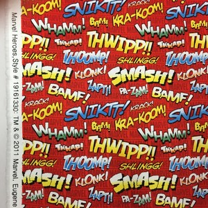 Marvel-Heros-Fabric-DC-Comic-Action-Words-Cotton-Quilt-Smash-Whamm-Bam-from-2011