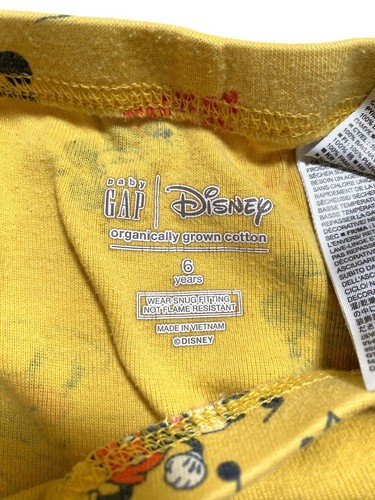Gap/Disney Yellow Mickey Mouse Print PJ Short Sleeve Top Short Bottom Set size 6 - Picture 4 of 5