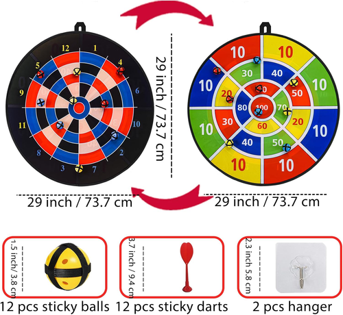 29" Kids Dart Board Game – Indoor & Outdoor Play, Party Carnival Game with 12 St - Picture 5 of 12