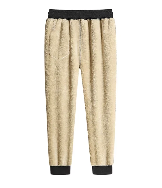 Calças térmicas masculinas de lã de cordeiro inverno lã grossa fitness - Imagem 4 de 4