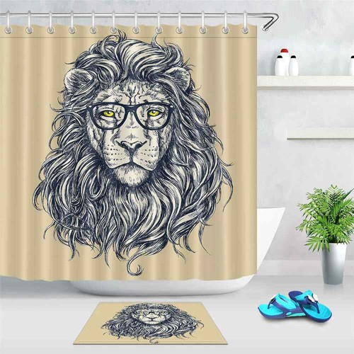 Elegant Lion Waterproof Bathroom Polyester Shower Curtain Liner Water Resistant - Bild 1 von 8