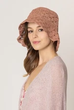 DIONA J STRAW BUCKET HAT ONE SIZE COLOR MINT DARK PINK