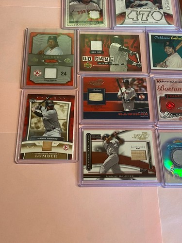 Manny Ramirez 13x Game Worn Used Bat Jersey Lot Numbered Upper Deck Fleer Topps - Picture 5 of 5