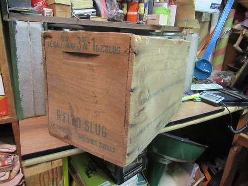 REMINGTON 12 ga. shotgun shells 2 3/4" EMPTY Wooden Box SHIPPING RIFLED SLUG - Picture 4 of 12