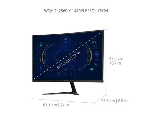 ViewSonic VX2718-2KPC-MHD 27 Inch WQHD 1440p 180Hz 1ms Curved Gaming Monitor - Picture 5 of 5