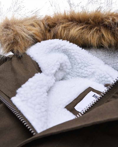 New Mens Lambretta Premium Fishtail Sherpa Lined Parka Coat Khaki Green RRP £120 - Picture 12 of 12