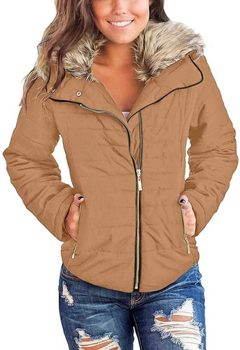 luvamia Women Parka Coat Pockets Quilted Puffer Jacket with Faux Fur Lapel, Size - 第 55/55 張圖片
