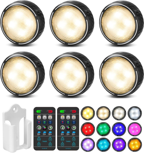 LED Puck Lights with Remote Control, Battery Operated Wireless Closet Lights - Picture 11 of 12