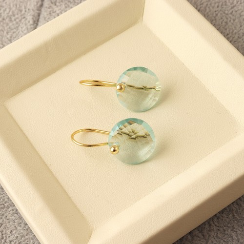Checker Cut Gemstone Round Birthstone Quartz Gold Plated Handmade Drop Earrings - Picture 33 of 46