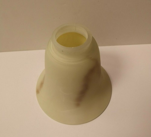 2.25" Fitter Painted Cream Alabaster Fan Glass Bell Shade Globe Quorum 2915C NEW - Picture 7 of 9