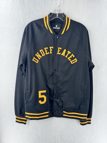 Undefeated Snap Up Varsity Basketball Jacket Black Sz Medium #5 Spellout - Picture 14 of 15