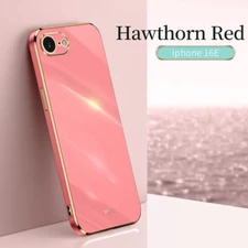 For Apple iPhone 16e, Luxury Shockproof Plating Border Soft Jelly Case Cover