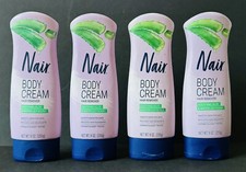 Nair Body Cream Hair Remover Soothing Aloe & Water Lily Scent 9oz - (4 Pack).